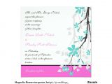 Turquoise and Hot Pink Wedding Invitations Magnolia Flowers Turquoise Hot Pink Wedding Invitation