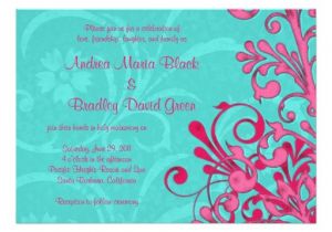Turquoise and Hot Pink Wedding Invitations Turquoise and Pink Floral Wedding Invitation Zazzle