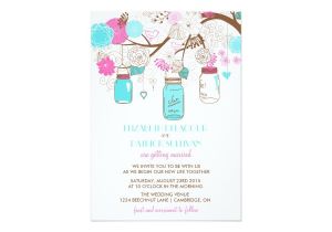 Turquoise and Hot Pink Wedding Invitations Turquoise Hot Pink Mason Jars Wedding Invitation Zazzle