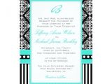 Turquoise Black and White Wedding Invitations Black White Damask Turquoise Wedding Invitation Zazzle