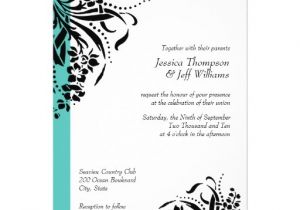 Turquoise Black and White Wedding Invitations Turquoise Black Flourish Wedding Invitations 5 Quot X 7