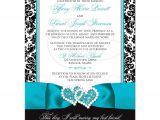 Turquoise Black and White Wedding Invitations Wedding Invitation Photo Optional Black and White