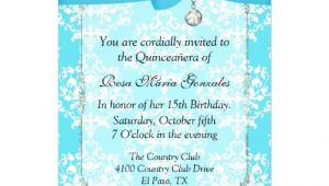 Turquoise Quinceanera Invitations Turquoise Damask Quinceanera Invitation 5 Quot X 7 Quot Invitation