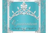 Turquoise Quinceanera Invitations Turquoise Silver Tiara Quinceanera 15th Birthday 5 25