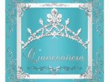 Turquoise Quinceanera Invitations Turquoise Silver Tiara Quinceanera 15th Birthday 5 25