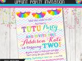 Tutu Birthday Party Invitations Rainbow Tutu Birthday Party Invitation Girls by