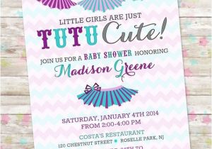 Tutu themed Baby Shower Invitations Tutu Baby Shower Invitation Baby Girl Invite Tutu Cute