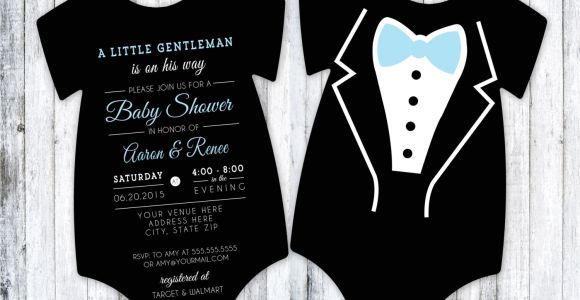 Tuxedo Onesie Baby Shower Invitations Tuxedo Baby Shower Invitation Baby Blue Tux Shower Invite