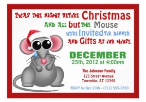Twas the Night before Christmas Party Invitation All but the Mouse Christmas Dinner Invitations 5 Quot X 7