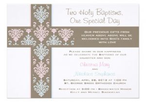 Twin Boy and Girl Baptism Invitations Boy and Girl Twin Christening Invitation