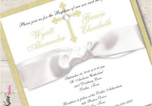 Twin Boy and Girl Baptism Invitations Twin Baptism Invitation Christening Boy and Girl Gold