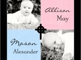 Twin Boy and Girl Baptism Invitations Twin Boy and Girl Square Christening Invitation Cross S