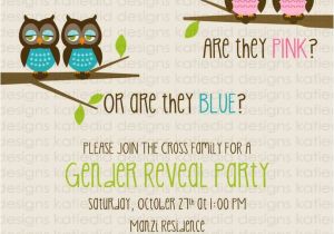 Twin Gender Reveal Party Invitations Twins Gender Reveal Invitation Owl Baby Katiedid Designs