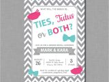 Twin Gender Reveal Party Invitations Twins Gender Reveal Invitations Ties Tutus Karter Gr59 Digital