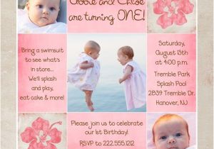 Twin Girl Birthday Party Invitations Boy Girl Hawaiian Birthday Invitation Tropical Photo