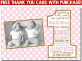 Twin Girl Birthday Party Invitations Twin Birthday Invitation Pink and Gold First Birthday