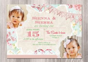 Twin Girl Birthday Party Invitations Twins Birthday Invitation Twin Girls Birthday Invitation