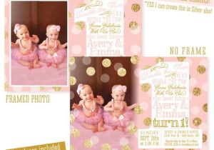 Twin Girl Birthday Party Invitations Twins First Birthday Invitations Twin Girls 1st Birthday