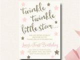 Twinkle Twinkle Little Star Birthday Invitation Template Free Twinkle Twinkle Little Star Birthday Invitation Blush Gold