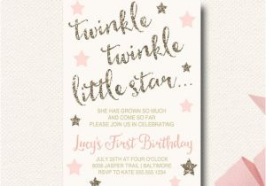 Twinkle Twinkle Little Star Birthday Invitation Template Free Twinkle Twinkle Little Star Birthday Invitation Blush Gold