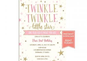 Twinkle Twinkle Little Star Birthday Invitation Template Free Twinkle Twinkle Little Star Birthday Party Invitation Template