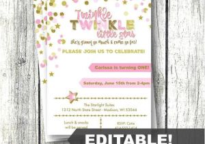Twinkle Twinkle Little Star Birthday Invitation Template Twinkle Twinkle Little Star Birthday Invitation Pink and