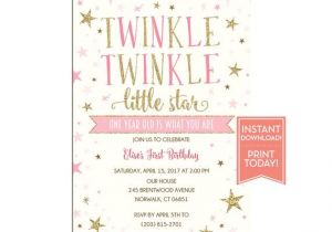 Twinkle Twinkle Little Star Birthday Invitation Template Twinkle Twinkle Little Star Birthday Party Invitation Template