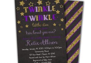 Twinkle Twinkle Little Star Girl Baby Shower Invitations Purple Twinkle Twinkle Little Star Invitation Girl Baby