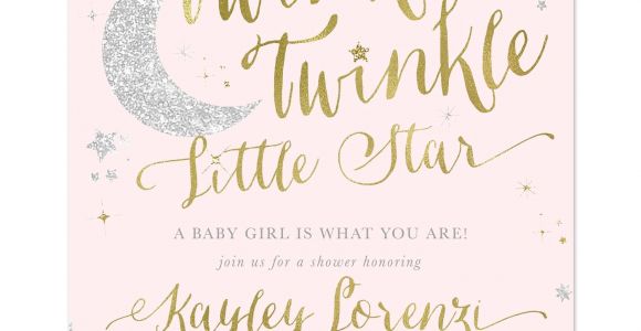Twinkle Twinkle Little Star Girl Baby Shower Invitations Twinkle Twinkle Little Star Girl Baby Shower or Sprinkle