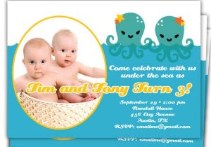 Twins 2nd Birthday Invitation Wording Items Similar to Twins Under the Sea Birthday 1st 2nd