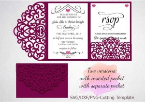 Two Fold Wedding Invitation Template Tri Fold Wedding Invitation Pocket Envelope Svg Template