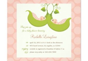 Two Peas In A Pod Baby Shower Invitations for Twins Peas In A Pod Girl Twins Baby Shower Invitation
