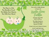Two Peas In A Pod Baby Shower Invitations for Twins Two Peas In A Pod Baby Shower Invitations for Twins