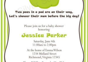 Two Peas In A Pod Baby Shower Invitations for Twins Two Peas In A Pod Custom Baby Shower Invitation Uni