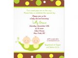 Two Peas In A Pod Baby Shower Invitations for Twins Two Peas In A Pod Twins Baby Shower Invitations 5" X 7