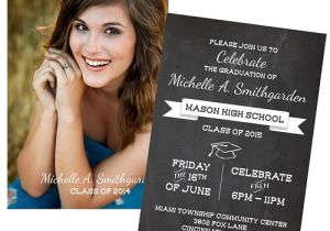 Two Sided Graduation Party Invitations Graduation Party Invitation Any Colors Photo Chalkboard 2