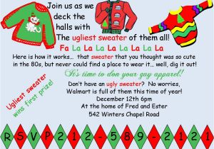 Ugly Holiday Sweater Party Invitation Template Free Funny Christmas Invite Wording