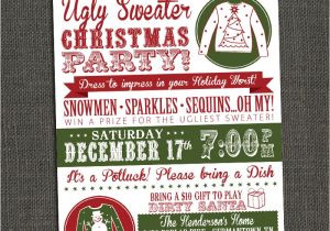 Ugly Sweater Christmas Party Invitations Wording Ugly Christmas Sweater Contest Flyer Happy Holidays