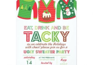 Ugly Sweater Party Invitation Poem Eat Drink and Be Tacky Ugly Sweater Party 5×7 Paper