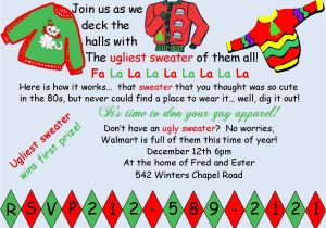 Ugly Sweater Party Invitation Poem Funny Christmas Invite Wording