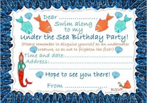 Under the Sea Birthday Invitation Template Free Under the Sea Birthday Invitations Ideas Bagvania Free