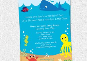 Under the Sea Birthday Invitation Template Under the Sea Baby Shower Invitation Creatures Boy Girl