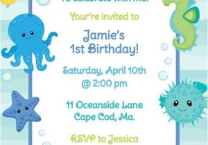 Under the Sea Birthday Invitation Template Under the Sea Birthday Invitation Boy Turtle Birthday