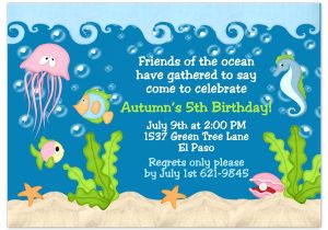 Under the Sea Birthday Party Invitation Template Under the Sea Birthday Invitations Wording Free