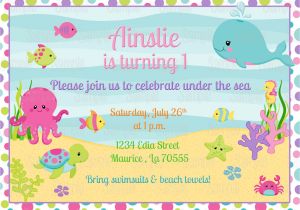 Under the Sea Birthday Party Invitations Free Printable Printable Girl Under the Sea Birthday Invitation Plus Free