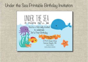 Under the Sea Birthday Party Invitations Free Printable Under the Sea Printable Birthday Invitation Digital File