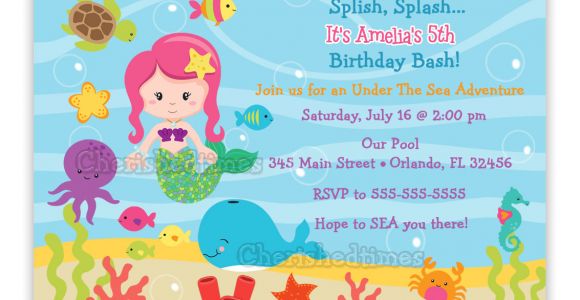 Under the Sea Party Invitation Template Under the Sea Birthday Invitation Choose Mermaid You Print