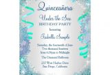 Under the Sea Quinceanera Invitations Blue Under the Sea Quinceanera 15th Birthday Party Card