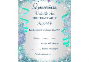 Under the Sea Quinceanera Invitations Rsvp Blue Under the Sea Quinceanera 15th Birthday 3 5×5