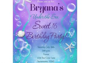 Under the Sea Quinceanera Invitations Under the Sea Sweet 16 Birthday Party Custom Invitation